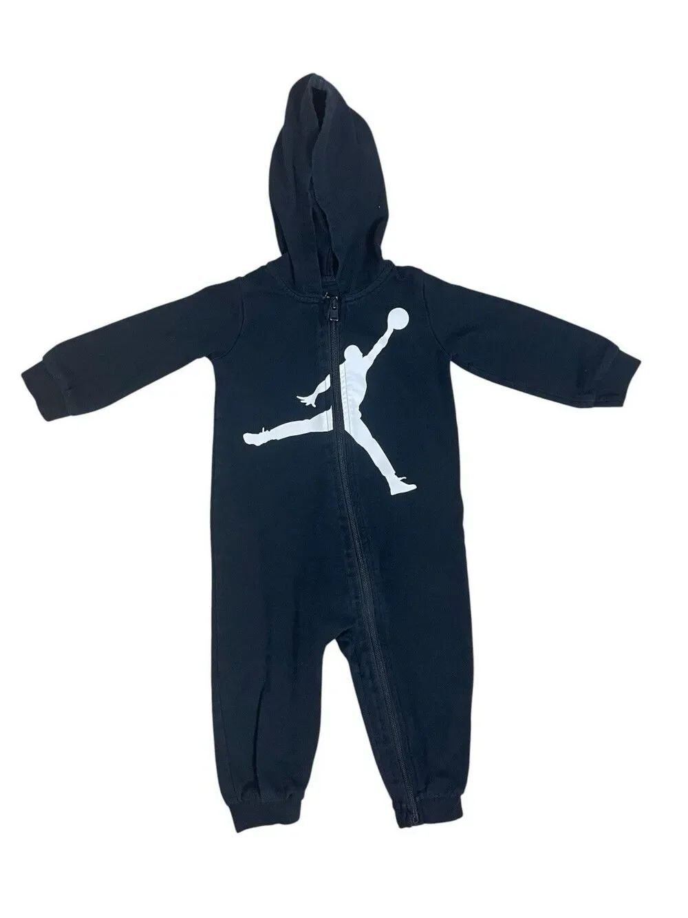 Jordan Infant Boys Black Hooded One-Piece Coverall Romper Jumpman Size 18M